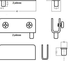 Kit charnières et loquet magnétique pour porte verre 5 mm Max.