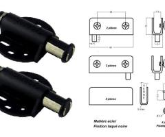 Kit charnières et loquet magnétique pour porte verre 5 mm Max.