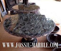 Table en belle fossil marbre