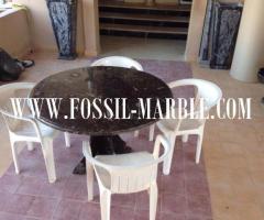 Table Manger en belle fossils marbre
