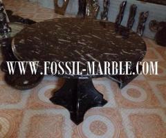 Table Manger en belle fossils marbre