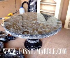 Table En Marbre fossilise Noir marrakech