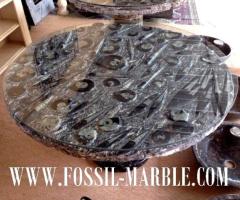 Table En Marbre fossilise Noir marrakech
