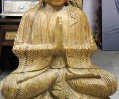 statue de Bouddha assis en bois - H: 81 cm