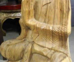 statue de Bouddha assis en bois - H: 81 cm