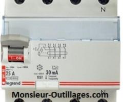 Disjoncteur Interrupteur différentiel tétra LEGRAND 25A 400V 30mA pas cher