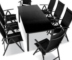 Salon jardin 1 table + 8 chaises - alu/textilène
