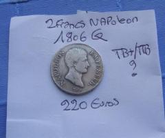 Monnaie 2 franc Napoleon 1806 Q