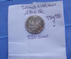 Monnaie 2 franc Napoleon 1806 Q