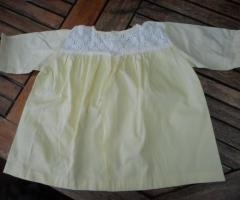 Blouse vintage jaune dentelle blanche 18 mois