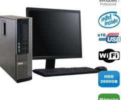 Lot PC DELL Optiplex 790 SFF Pentium G840 2.8Ghz 4Go 2To WIFI W7 Pro + Ecran 19