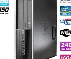 PC HP Elite 8300 SFF Core I5 3470 3.2GHz 16Go 240Go SSD Graveur USB3 Wifi W7